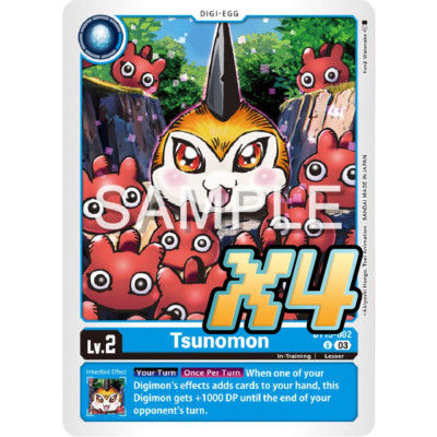4x Tsunomon BT15-002 Exceed Apocalypse Uncommon Digimon CCG NM
