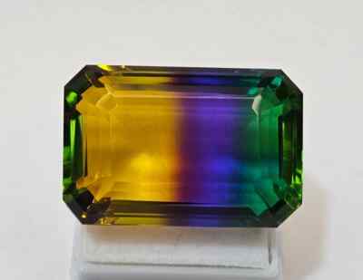 Tourmaline Emerald Cut Natural 88+ Ct Bi-Colour Certified Gemstone