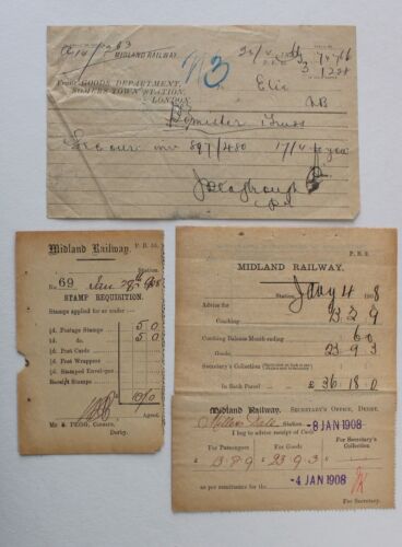 Midland Railway three paper items Somers Town & Millers Dale stations 1896 &1908 - Picture 1 of 2