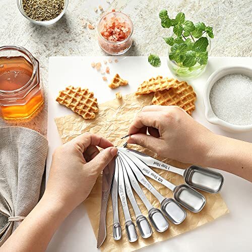 Heavy Duty Stainless Steel Metal Measuring Spoons Set For Dry Or Liquid Fits In - Picture 8 of 9