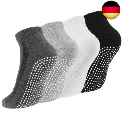4 Paar Stoppersocken für Damen Herren, Yoga Socken Antirutschsocken Rutschfeste 