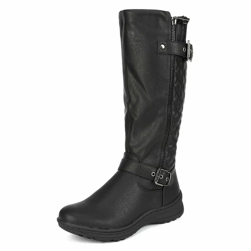 Damen Winter Reitstiefel mit Fell gefüttert seitlicher Reißverschluss Kniehohe Stiefel - Bild 1 von 25