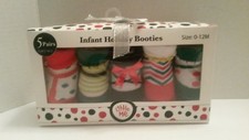 HOLIDAY BOOTIES INFANT 5 PAIRS SIZE 0-12 MONTHS LITTLE ME NEW 