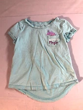Osh Kosh B'Gosh Girls Shirt Short Sleeve Blue "Believe In Magic" Pocket Sequin 5