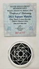 1oz 2021 Silver Shield Proof Square Matrix Round Coin #16 Sacred Geometry