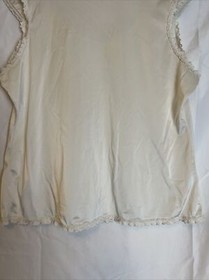 Vintage Vanity Fair Ivory Slip Top with Lace Trim Size 36 Small Tear