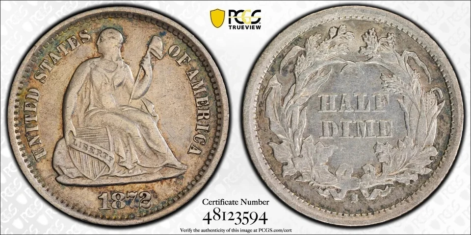 1872-S Half Dime MM Below MPD RPD FS-301 PCGS XF Detail - Image 3 of 4