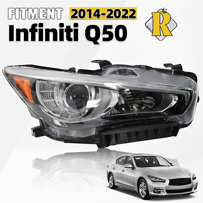 For 2014-2022 Infiniti Q50 LED Headlight Assembly Right Passenger Side W/O AFS