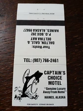 Vintage Matchcover: Captain's Choice Motel, Haines, AK