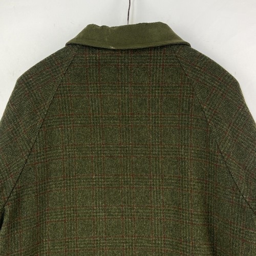 Barbour Loden Tweed Coat Mens Large Green Check Shooting Hunting Field Jacket - Picture 7 of 23