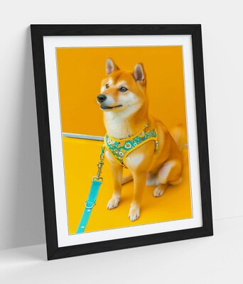 SHIBA INU HUND PORTRAIT GEMÄLDE - GERAHMTES WANDBILD POSTER PAPIERDRUCK