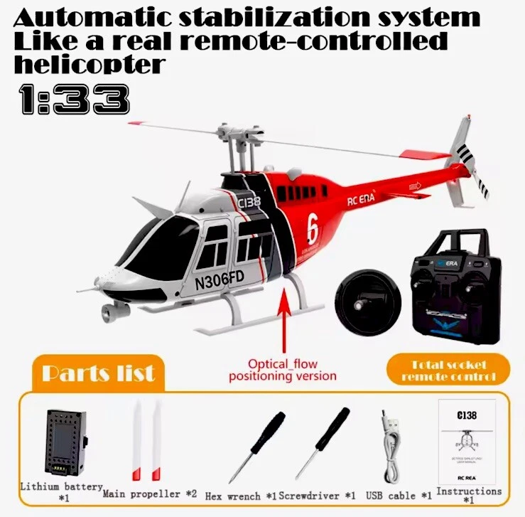RC ERA C138 1:36 Simulation de télécommande RC Bell 206 hélicoptère  - Photo 4/4