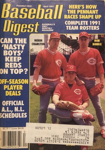 Baseball Digest Nasty Boys Cincinnati Reds Dibble Charlton Myers April 1991