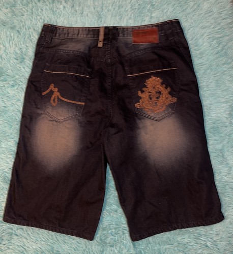 Vintage Ecko Unlimited 1972 Baggy Fit Hip Hop Blue Denim Jean Shorts Mens 38 - Picture 3 of 8