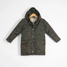 Appaman Boys Down Puffer Coat Jacket Size 8 - Camo Camouflage Hooded Mid Length