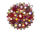 Vtg. Rhinestone Ruby Red Glass Cluster Brooch Costume Jewelry NO RESERVE! - 1