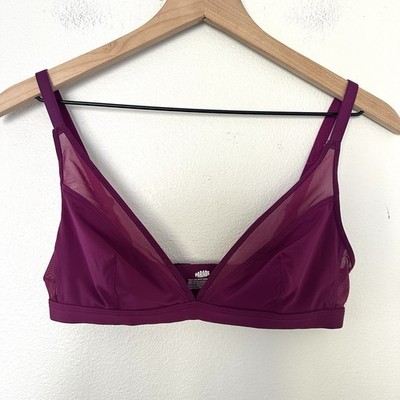 Parade Ultra-Soft Re: Play Plunge Bralette Sz S Wireless Mesh Fuschia Multiway