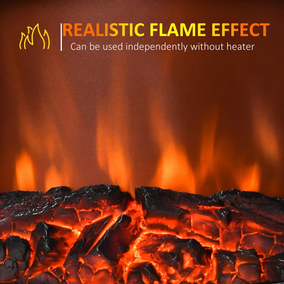 HOMCOM Free Standing Fireplace Flame Effect Electric Heater Log Burning Black - Image 4 of 4