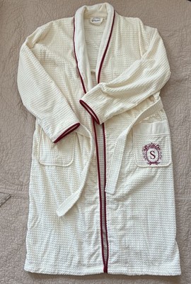 Hotel Sacher Wien Vienna Waffle Cotton Robe Size M Cream Burgundy New