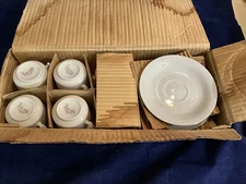 Espresso Cups/saucers The Toscany Collection With Silver Design Banding