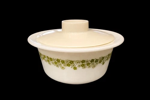 VTG Pyrex/Corning Spring Blossom/Crazy Daisy Butter Round Dish With Lid