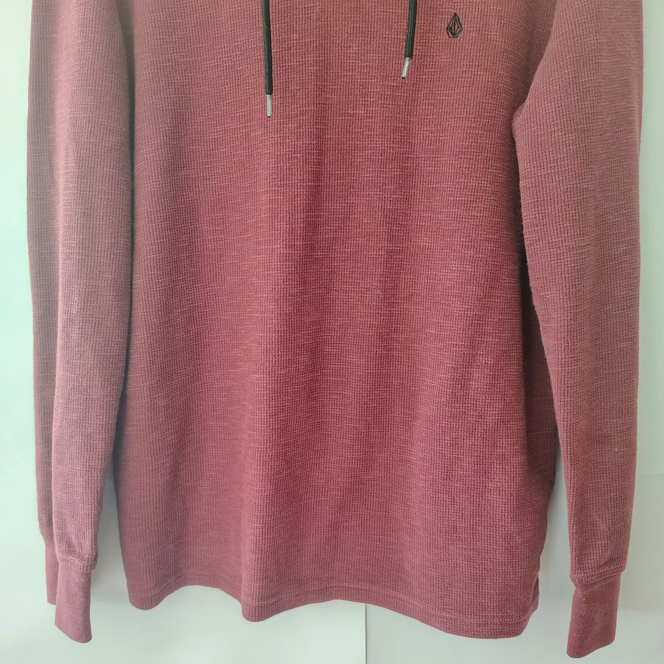 Volcom Y2K Waffle Knit Henley Hoodie Men's L Long Sleeve Skater Grunge Outdoor - Image 4 of 4
