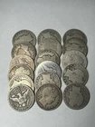 Lot of 17 Barber Silver Half Dollar Coins 90% Various Dates