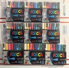 9 Pks POSCA Acrylic Paint Marker Set Water-based Lot of 72 Markers PC-5M & PC-3M