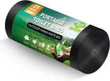 25 Portable Toilet Bags, Thick Biodegradable 1 Count (Pack of 25), Black 