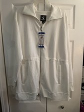 Converse Women's Jacket White, Full Zip, Sz Large, Pockets, NWT, New with Tags  