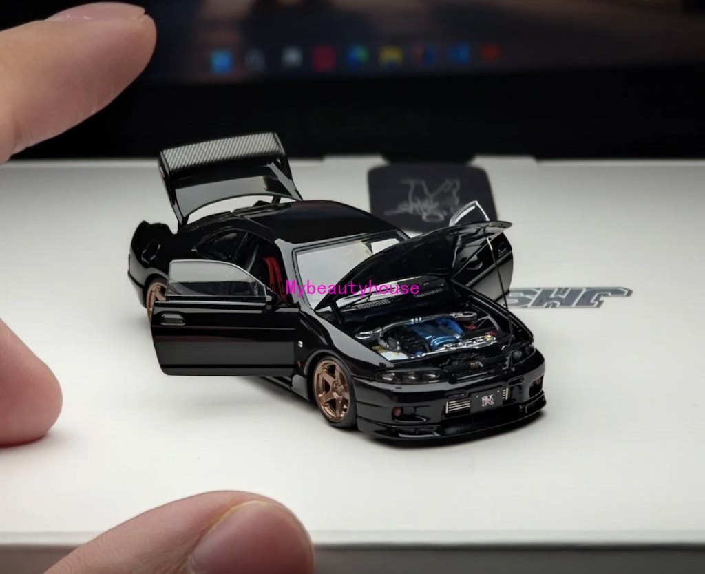 FH 1:64 Black JDM Skyline GTR R33 Sports Open Model Diecast Metal Car