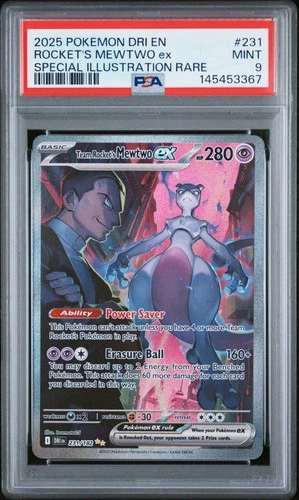 2025 POKEMON DRI SPECIAL ILLUSTRATION RARE #231 TEAM ROCKET'S MEWTWO EX PSA 9