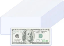 60 Pack Hard Plastic Currency Sleeves, Clear PVC Money Holder Dollar Bill Sleeve