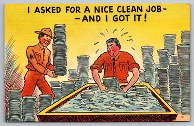 Washing Dishes. Funny Humor Postcard