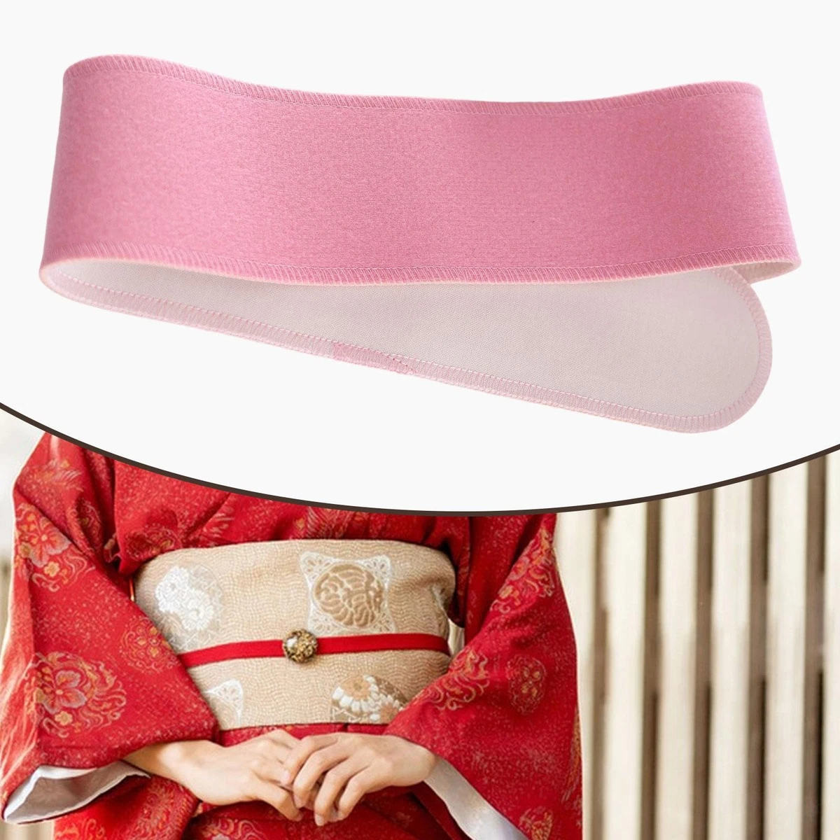 Cintura Giapponese Obi Larga Elastica Per Donna – Nera, Retrò, Con Fiocco, Taglia Unica - Foto 2