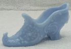 Fenton Style Blue Milk Glass Daisy and Button Colonial Slipper Shoe Trinket Dish
