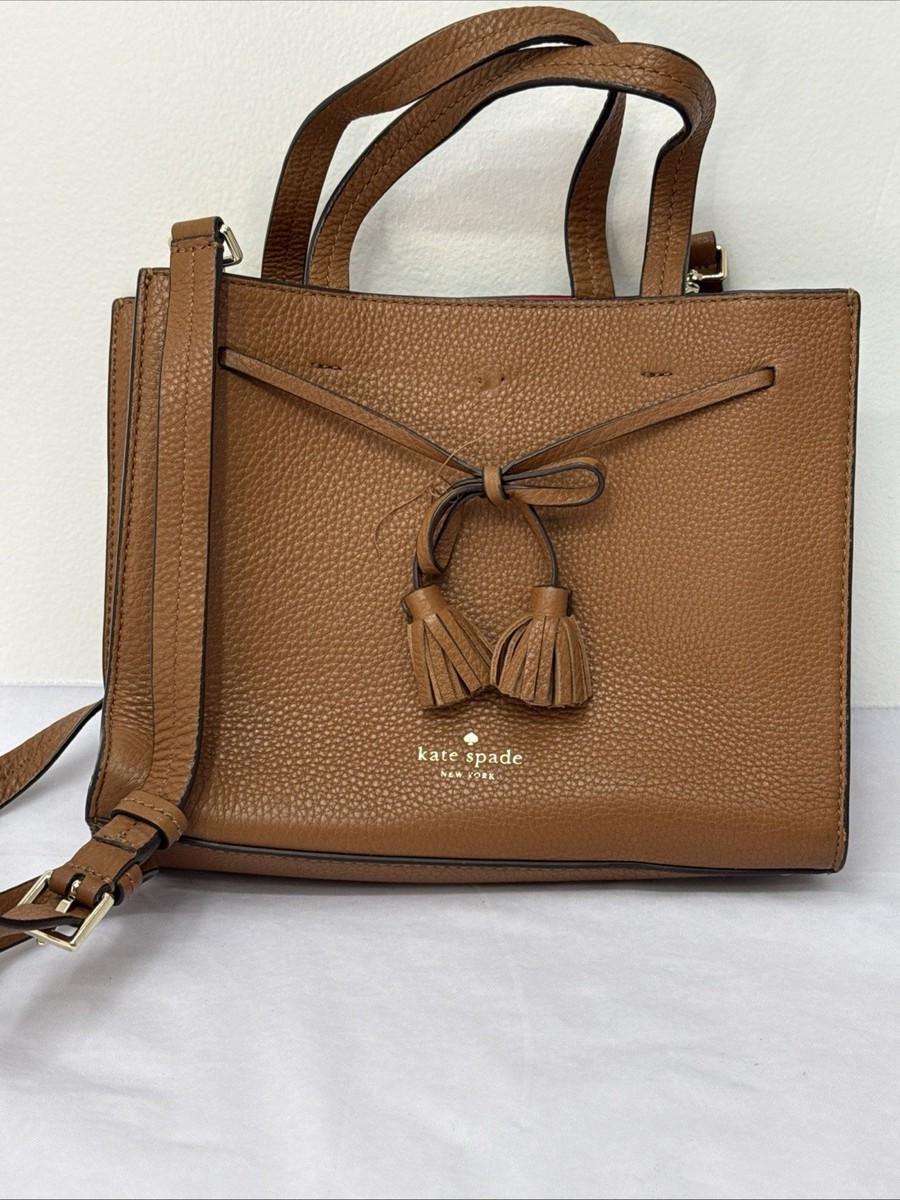 値下shesaidthat Sheshe bag brown Kate Spade Hayes Small Satchel Cognac Brown Leather Crossbody Bag