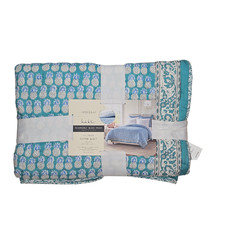 Artelier Nicole Miller Blue Pineapple Full / Queen Traditional Block Print Quilt