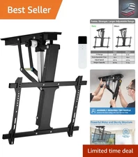 High-Performance Ceiling TV Mount for 32-70 Inch Flat and Curved Screens - Black