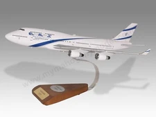 Boeing 747- 400 El Al Israel Airlines Desk Wood Airplane Model Small Scale 1/200