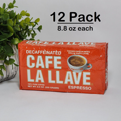 Cafe La Llave Espresso Coffee Decaf Decaffeinated 8.8 oz each - LOT of 12 Pack