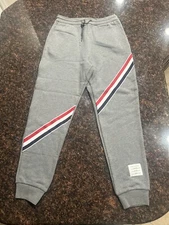 THOM BROWNE SWEATPANTS W/ PRINTED RWB DIAGONAL STRIPE IN CLASSIC LOOPBACK