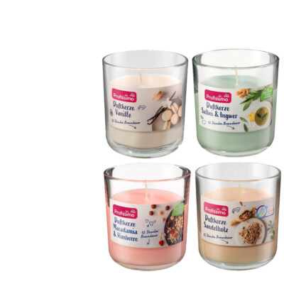4tlg. Profissimo Duftkerze Sandelholz Vanille Salbei Macadamia 32H