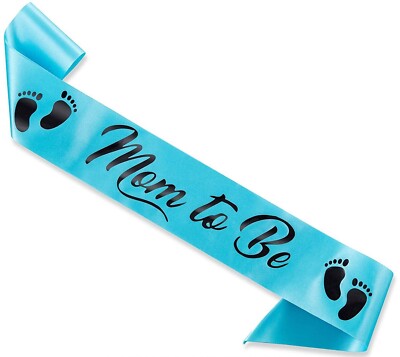 Baby Boy Shower Sash - 'Mommy To Be' Blue Ribbon Sash For Gender Reveal Parties