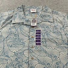 Barefoot In Paradise Shirt Men's Size Medium Hawaiian Print Palm Leaves Tiki NEW