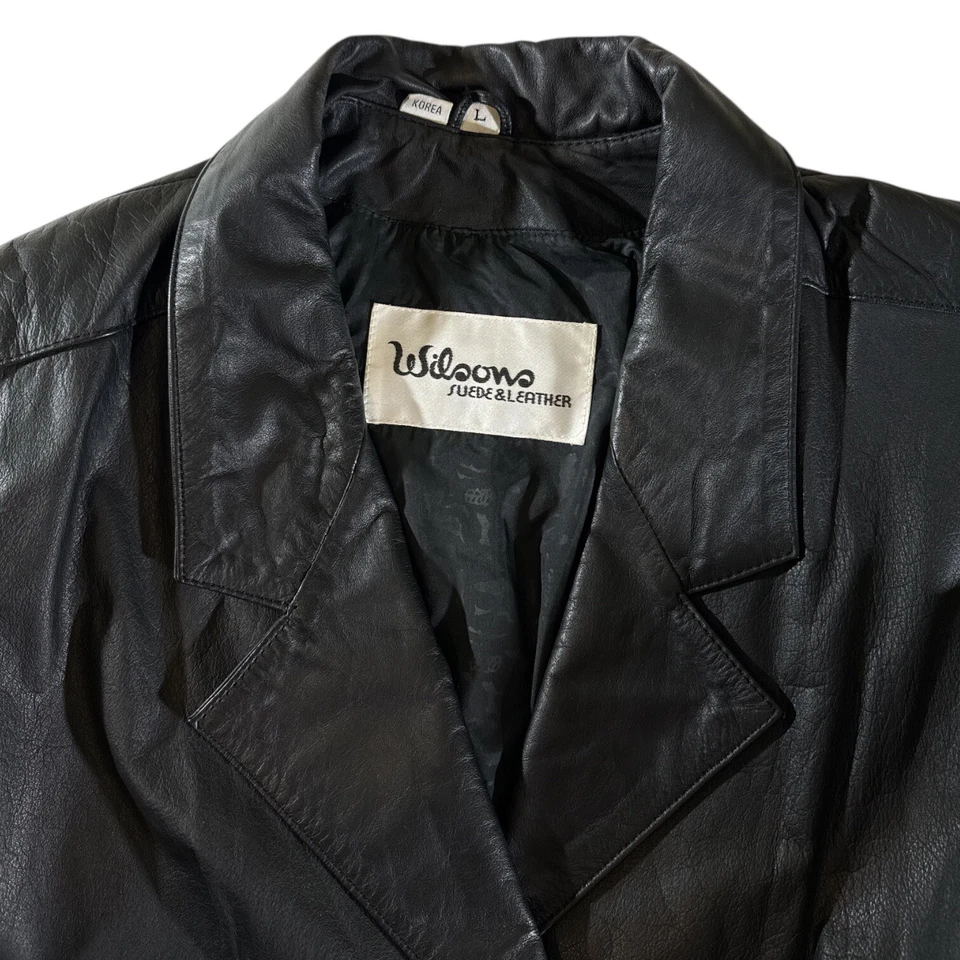 Chaqueta negra de cuero Wilson vintage Foto 3 de 4