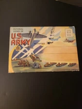 U S ARMY Postcard Folder Fold Out Linen Pictorial Scenes  c1940's
