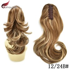 Clip de cola de caballo de mandíbula gruesa en extensiones de cabello garra cola de caballo pieza de cabello ondulada 14" EE. UU.