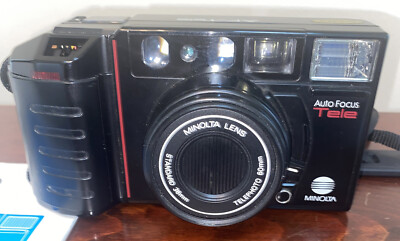 Vintage Minolta AF-Tele Auto Focus Camera Black Untested 