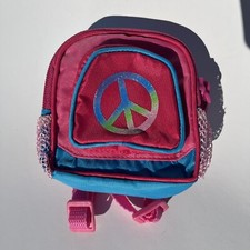 Build A Bear Backpack Pink Teal Rainbow Peace School Bag Zipper Accessory Toy